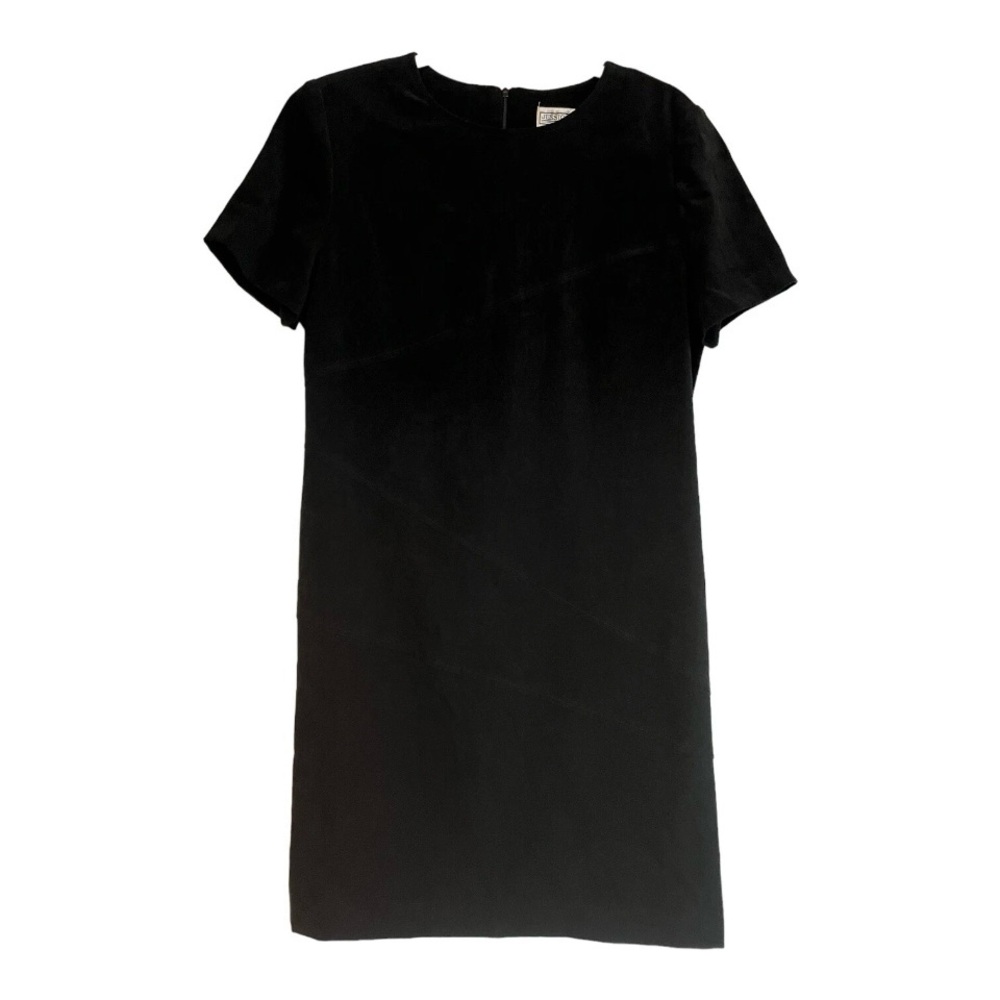 Jessica Howard Knee Length Short Sleeve Crushed Velvet‎ Black Dress Womens 12